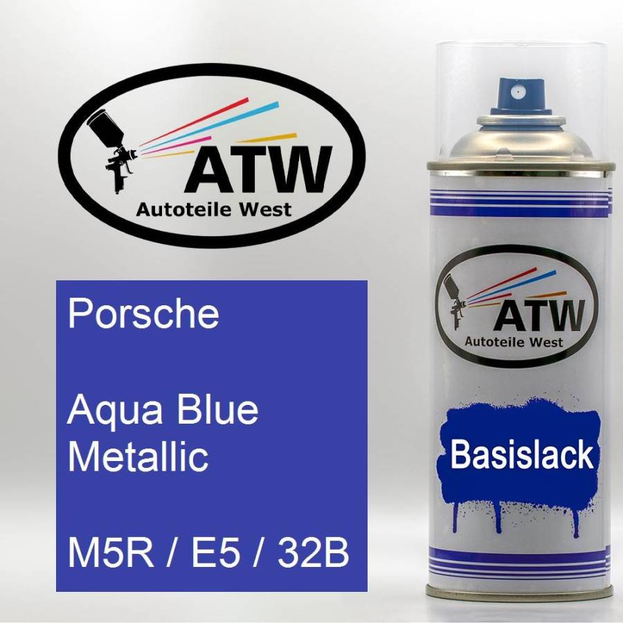 Porsche, Aqua Blue Metallic, M5R / E5 / 32B: 400ml Sprühdose, von ATW Autoteile West.